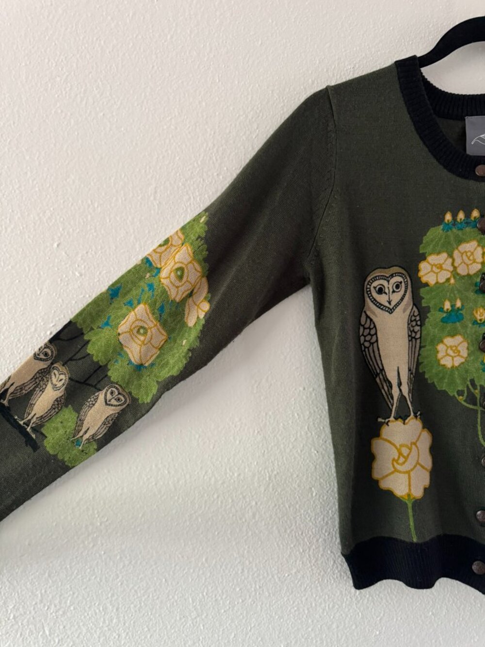 Owl - Green and Black - Cardigan - Picture 3 of 8
